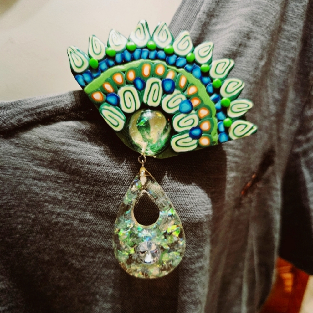 Artisan Handmade Polymer Clay Brooch